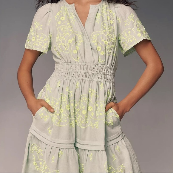 Anthropologie The Somerset Mini Dress Embroidered Linen Edition - Picture 11 of 16